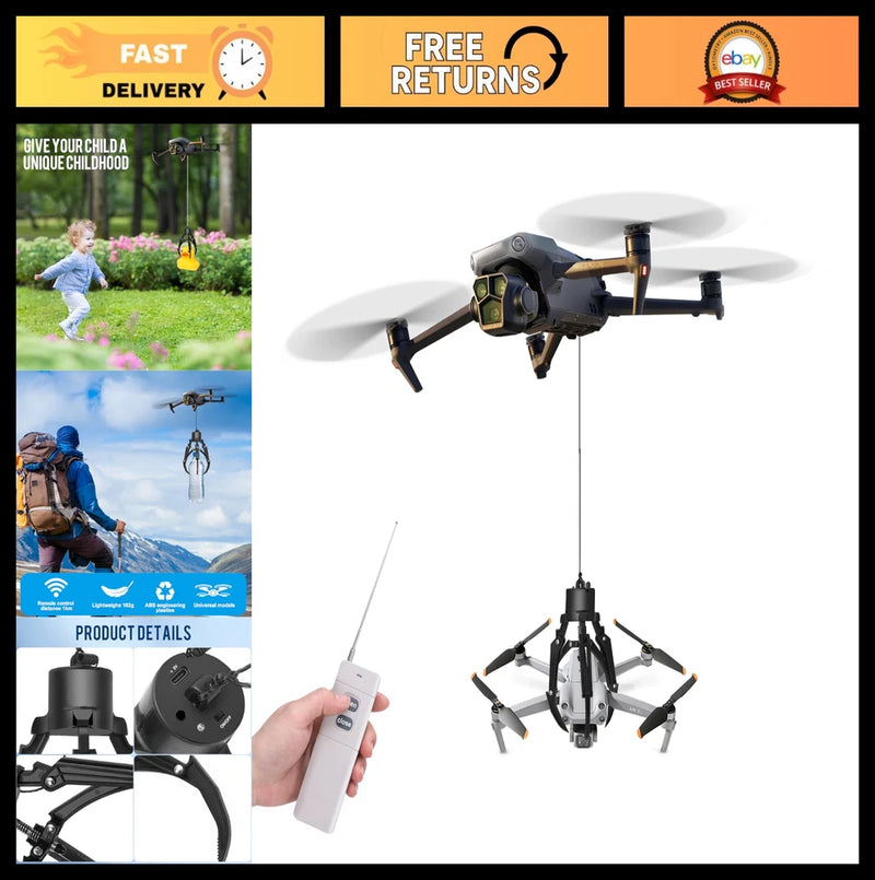 Aerial Drone Grasping Airdrop System - Mechanical Claw Hook Grabber for Payload
