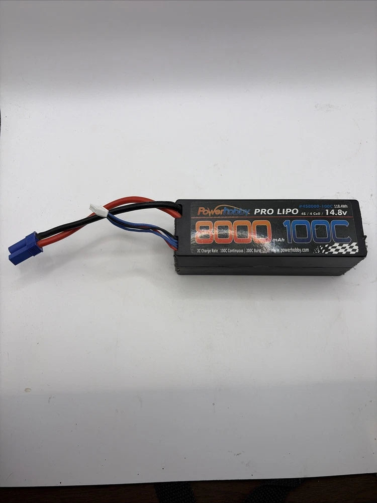 Powerhobby 4s 14.8V 8000MAH 100C Lipo Battery w EC5 Plug Hard Case