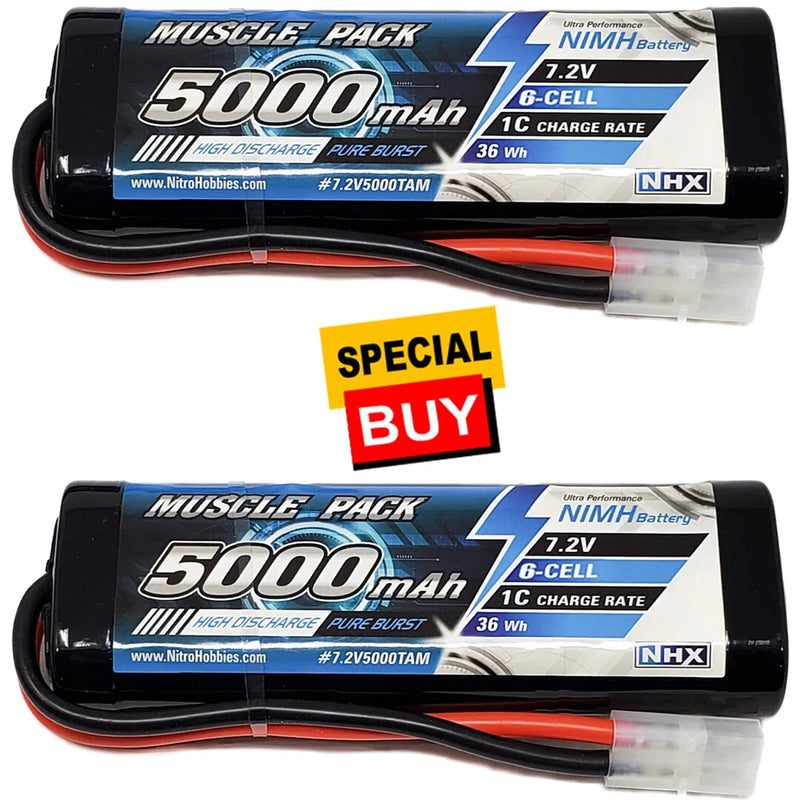NHX Muscle Pack 7.2V 5000mAh 6-Cell Nimh Battery w/ Tamiya Connector (2) Battery