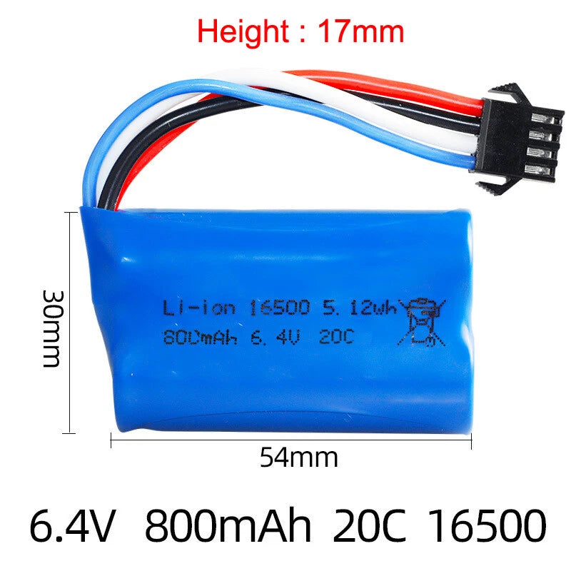 1pcs 6.4V 800mAh Lipo Battery SM-4P plug for 18628 18629 18428 18429 RC Car