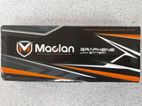 Maclan Graphene LiPo battery pack, black with orange stripes and branding