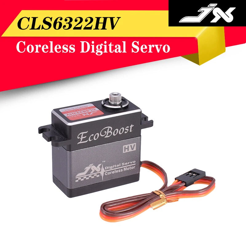 Coreless digital RC servo motor, black case, metal gear output shaft and 3-wire harness