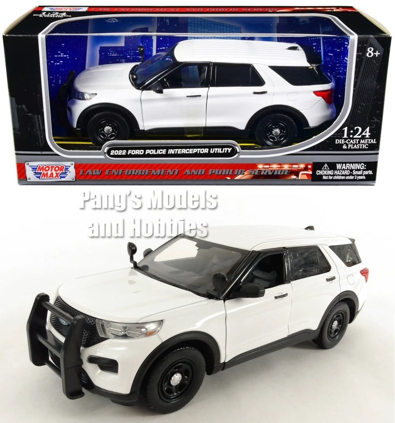 2022 Ford Explorer Police Interceptor SUV  1/24 Scale Diecast Model WHITE w/ BOX