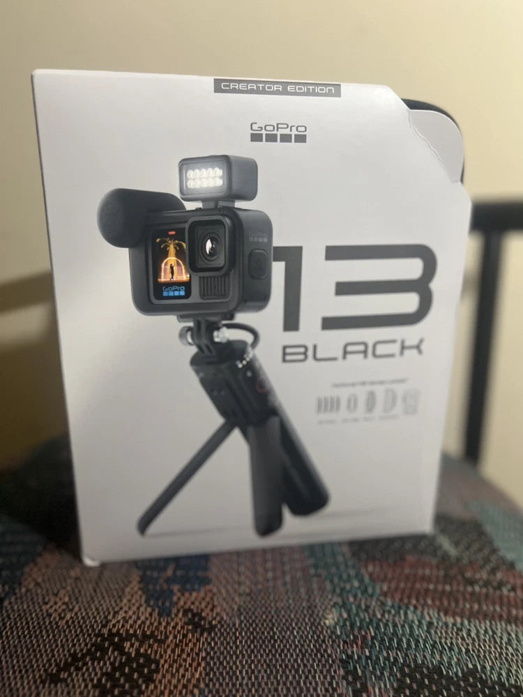 GoPro HERO13 Black Creator Edition camera kit box with action camera and mount