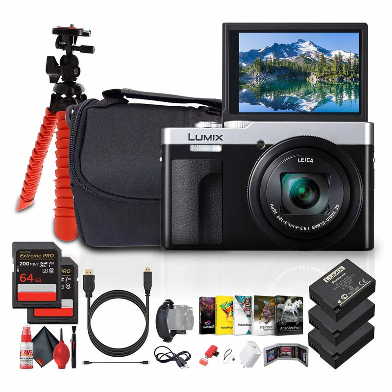 Panasonic TZ99 Point and Shoot Compact Travel Digital Camera (Silver) - Bundle
