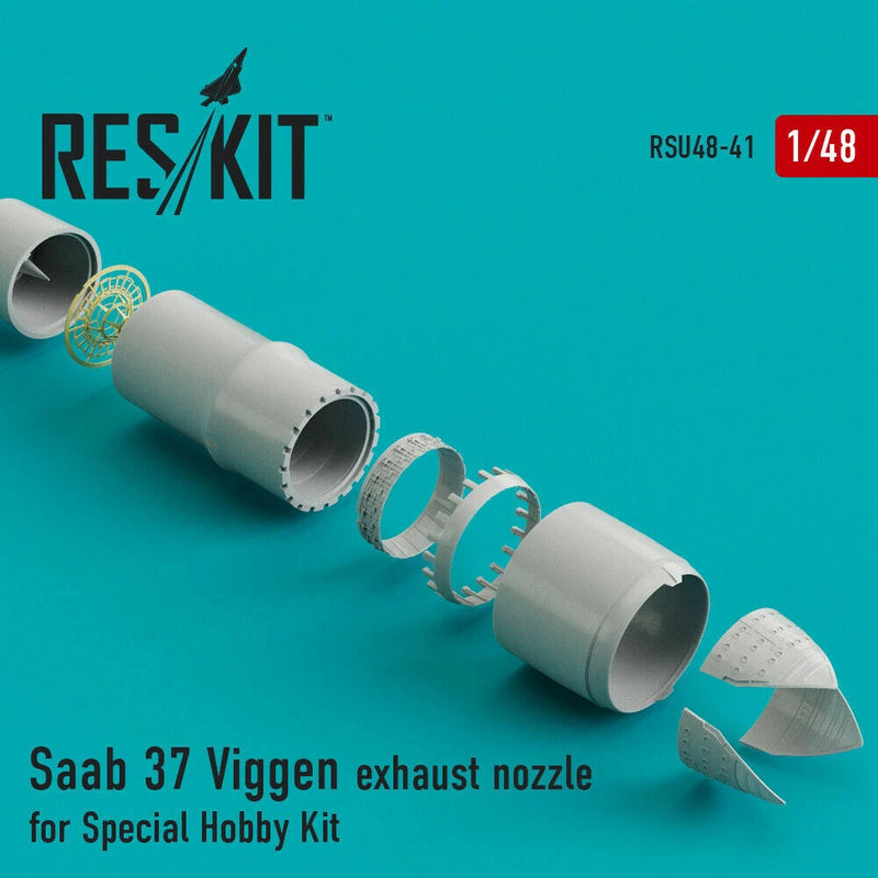 Reskit 1:48 exhaust nozzle parts, two gray jet nozzles with open ends