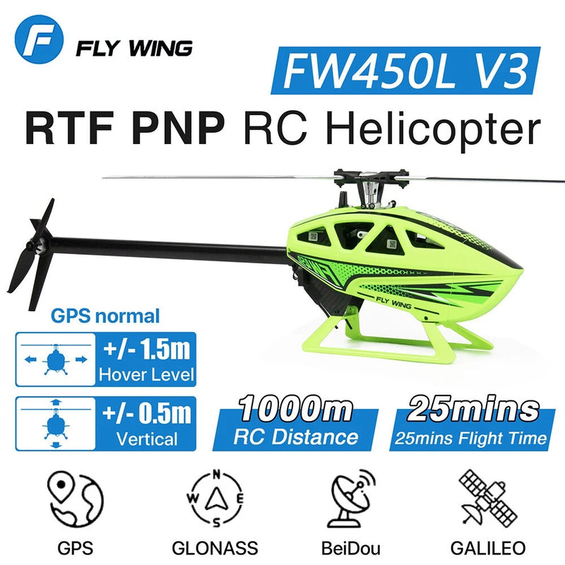 RC Helicopters PNP RTF 6CH 3D GPS Automatic Return Aircraft Fly Wing FW450L V3