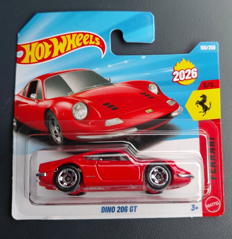 HOT WHEELS 2026 FERRARI DINO 206 GT RED SHORT CARD car model