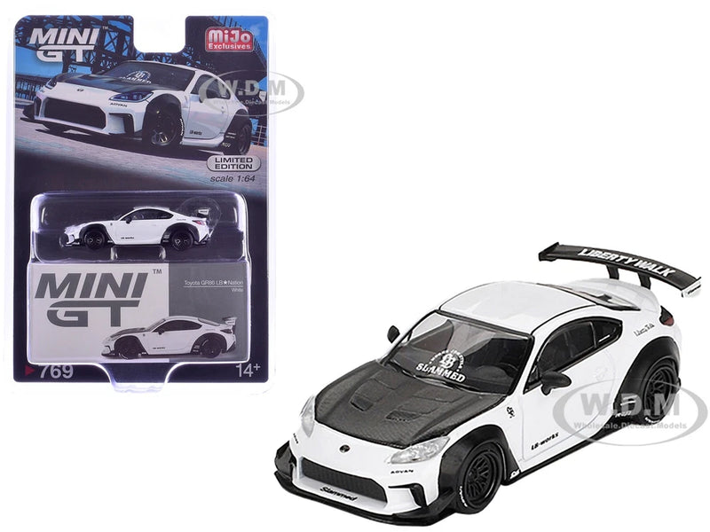 TOYOTA GR86 "LB-NATION" WHITE 1/64 DIECAST MODEL CAR BY MINI GT MGT00769