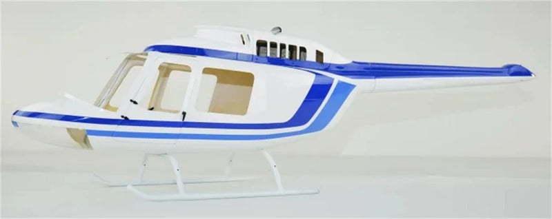 White Blue 700 B206 RC Helicopter Fuselage 700 Size Glass Fiber  Bell 206 Scale