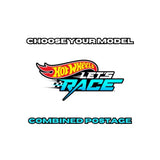 Hot Wheels Let's Race poster graphic with “Choose Your Model” and “Combined Postage”
