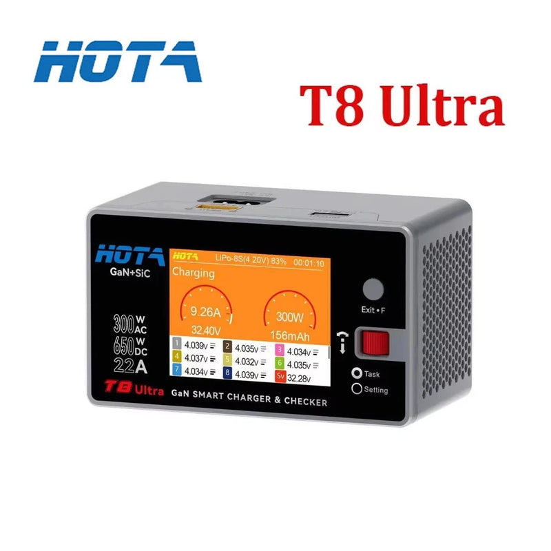 HOTA T8 Ultra GaN AC/DC Smart Charger 8S Balance Charger for 1-8S LiPo LiHV FPV Battery