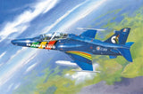 Blue and green military jet model aircraft in flight, 1/48 scale