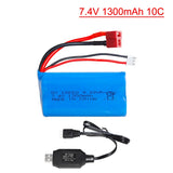 1Pcs 7.4V 1300mAh Lipo Battery T plug for 16101 16102 16103 16201 RC Car