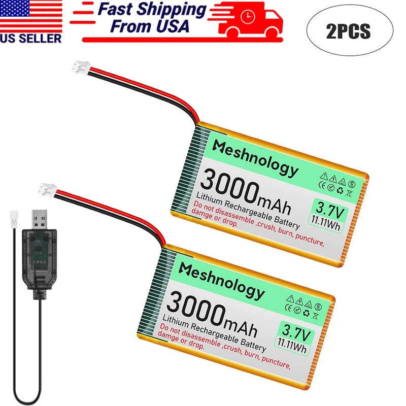 3.7V 3000mAh LiPo Battery 1S PH2.0 Plug with Cable Charger for Meshtastic Device