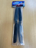 Carbon fiber drone propeller pair, dark blue, in clear plastic bag
