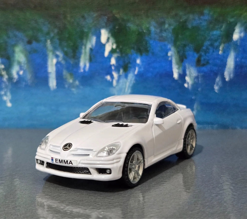Personalised Plate Mercedes SLK 55 AMG 1:43 WHITE Diecast by Rastar ¨C Gift Boxed