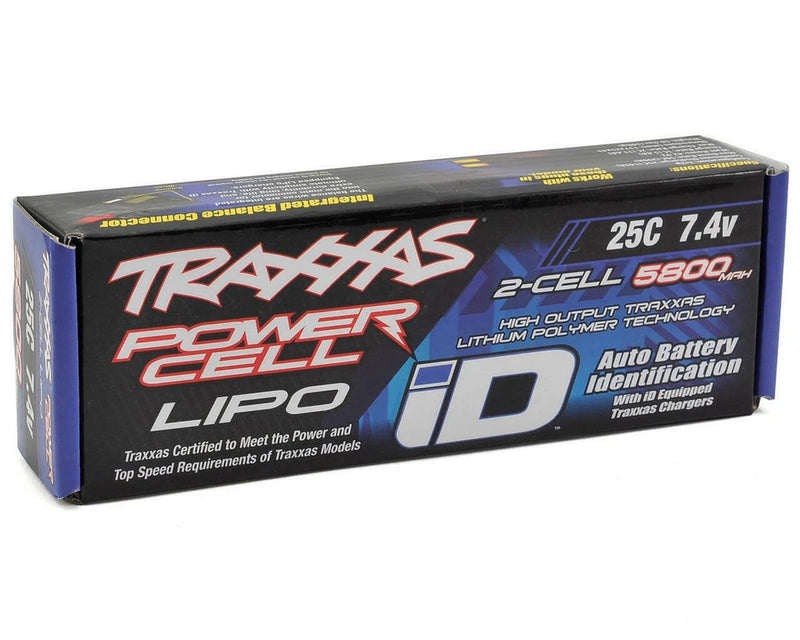 Traxxas 2843X 2S 7.4V 5800mAh 25C LiPo Battery w/iD Connector : Rustler VXL