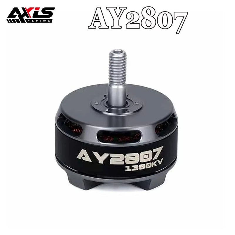 Brushless RC motor labeled AY2807 1300KV with metal shaft