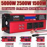 5000W LCD Car Power Inverter DC 124V - AC 110V 120V Home RV Solar Converter 4USB