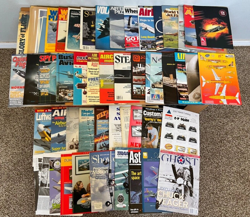 Aviation model hobby magazine lot with assorted aircraft scales and toy aircraft covers