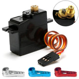 17g metal servo motor with brass gear, orange wire, and mounting bracket sets (black, blue, red).