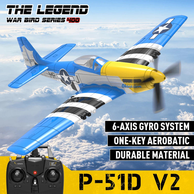 VOLANTEXRC 4-CH P51D Mustang RC Airplane Fighter, 2.4GHZ, RTF,Ideal for Outdoors