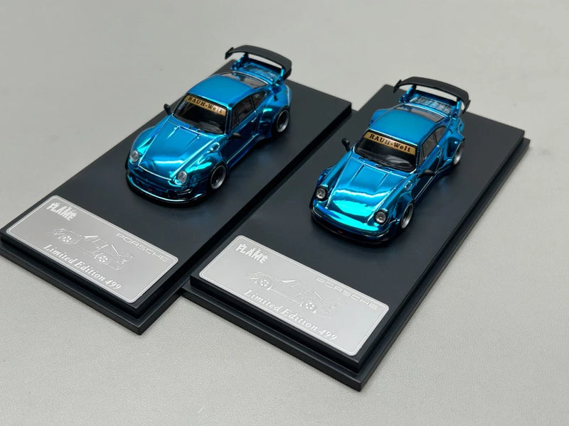 Flame 1:64 Porsche RWB 993/964 Blue Alloy Diecast Car Model