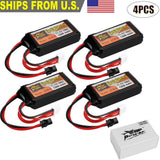 Set of four 3S 11.1V LiPo RC batteries with SM plug and red/black leads