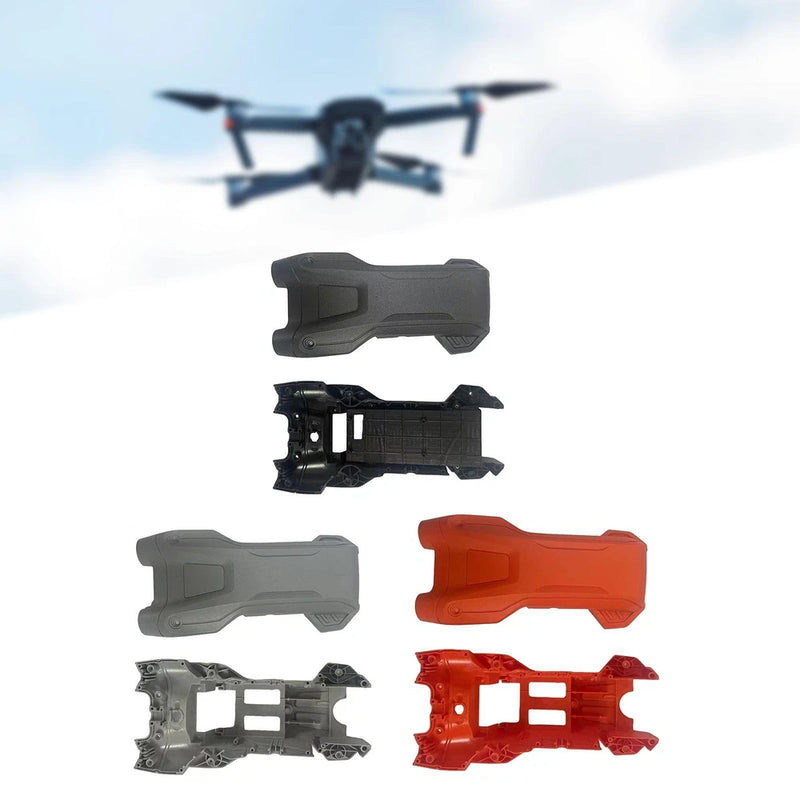RC drone shell top and bottom cover panels, black, gray, and red parts