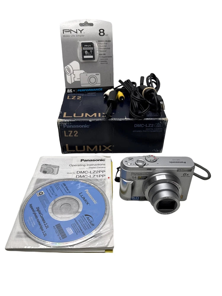 Panasonic LUMIX DMC-LZ2 5.0MP Digital Camera w/ SD Card Complete Tested & Works