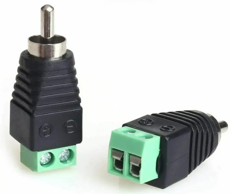 (Pair) Hi Level Input Adapters Bare Wire to RCA Speaker Plugs GLADEN