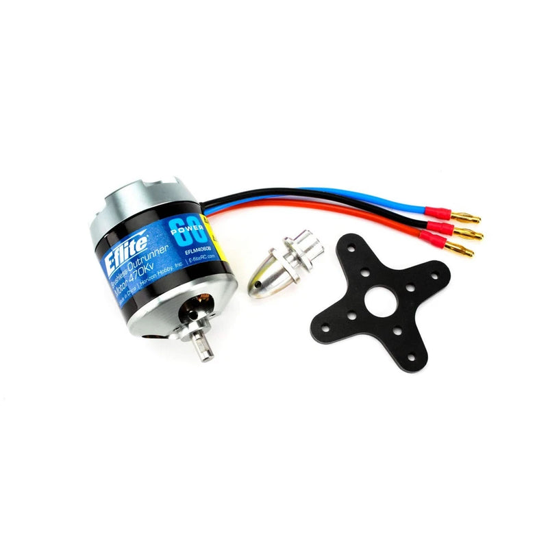 E-flite brushless outrunner motor with mounting plate and three-wire pigtail