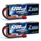 2 Pack 7.4V 5200mAh Lipo Battery 2S 50C T Connector for RC Cars Battery