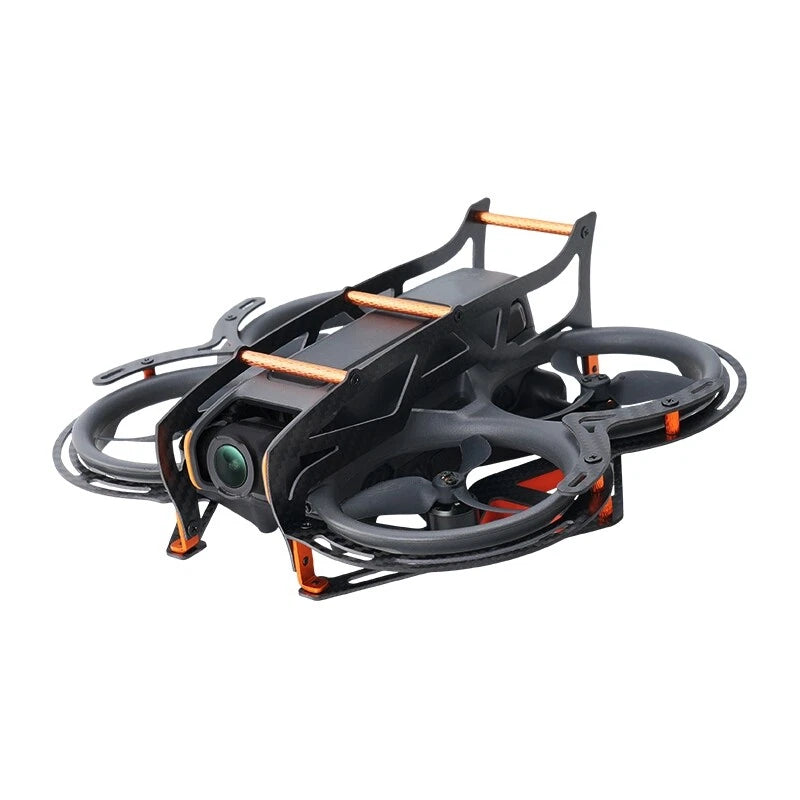 DJI Avata2 carbon-fiber armored drone frame with orange accents
