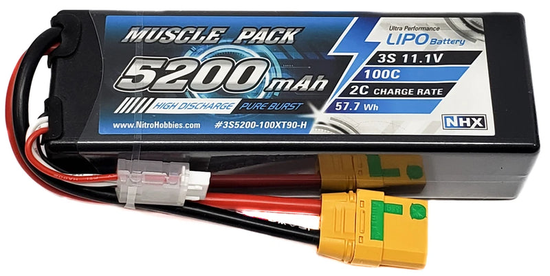NHX Muscle Pack 3S 11.1V 5200mAh 100C Hard Case Lipo Battery w/ XT90 Connector Battery