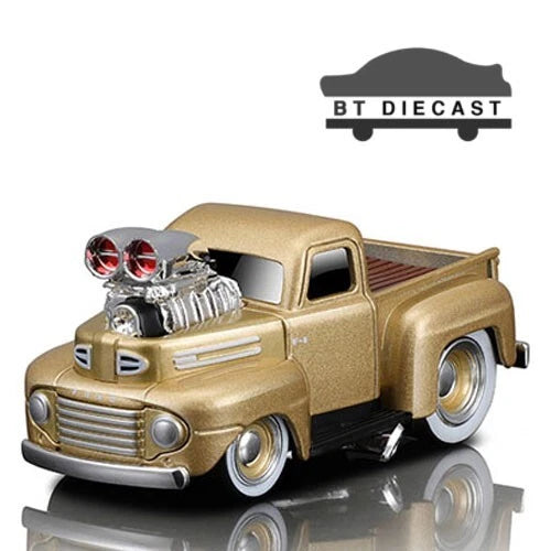 MAISTO MUSCLE MACHINES 1949 FORD F-1 PICK UP TRUCK 1/64 DIECAST MODEL GOLD 15582