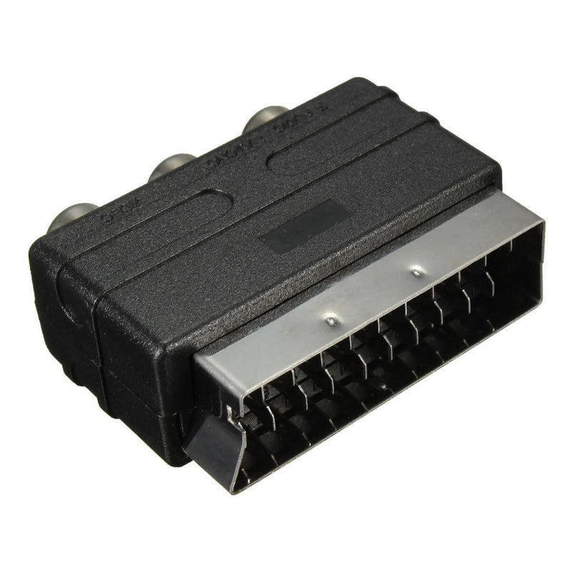 SCART-20 Pins Male Plug  To  3 RCA Female AV TV Audio Video Adaptor Converter IN
