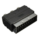 SCART-20 Pins Male Plug  To  3 RCA Female AV TV Audio Video Adaptor Converter IN