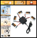 450mAh 3.7V Lipo Battery 25C for RC Drones + 5-in-1 Charger, Compatible with SYM Battery