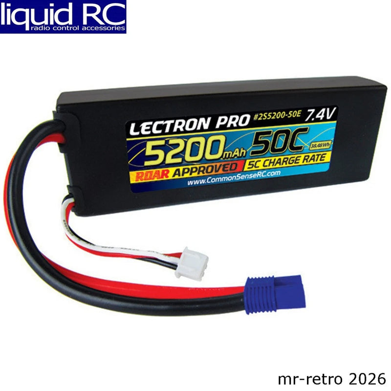 Common Sense RC 2S5200-50E Lectron Pro 7.4v 5200mah 50c LiPo Battery with Ec3 Battery