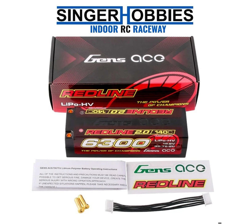 GENS ACE GEA63004S14D5 Redline 2.0 4S LiHV Battery 140C 15.2V/6300mAh 5.0mm Bull Battery