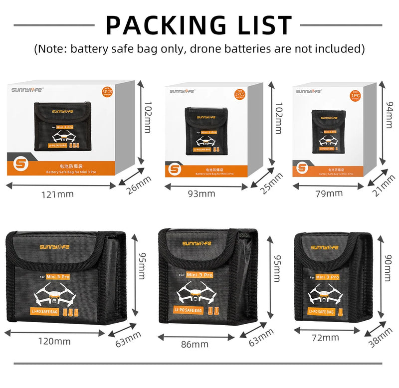 Explosion-Proof Protective Battery Bag for DJI Mini 3 Pro Drone, Li-Po Safe