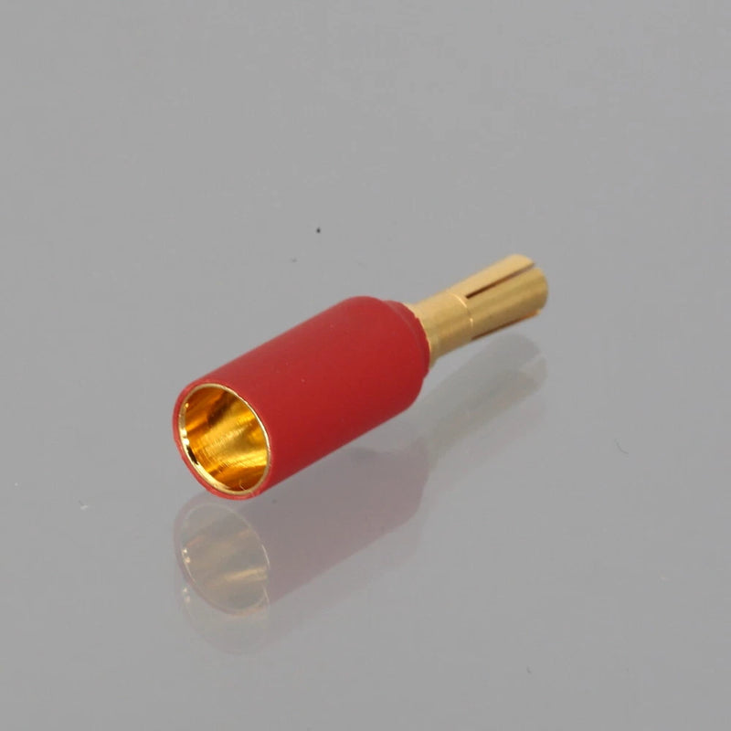 Motor ESC bullet adapter, red heat-shrink, brass 6.5mm female end