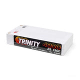Trinity White Carbon 2S 7.4v 4300mAh 130c Shorty LiPo Battery TRI-1123