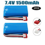 2X 7.4V 1500mAh Rechargeable Lipo Battery Universal for WLtoys 4WD Rc Cars Spare