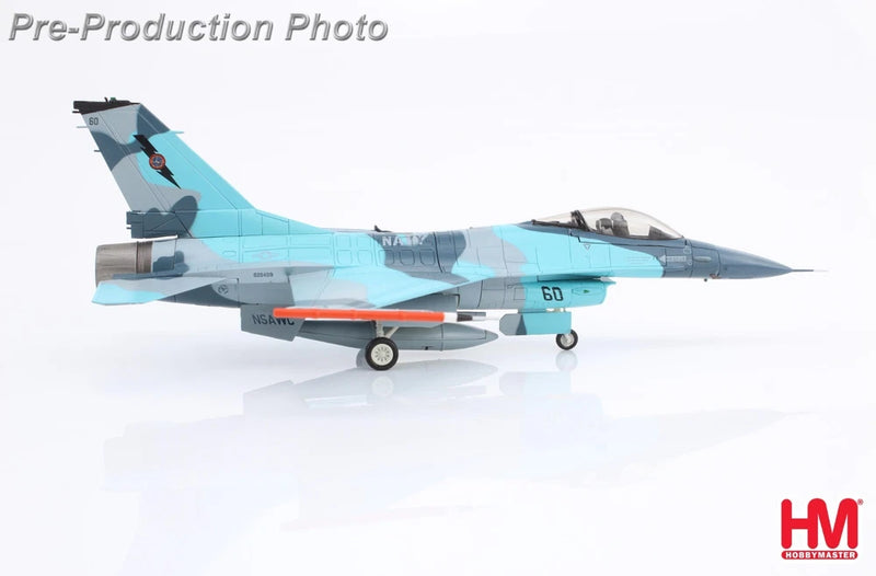 Hobby Master 1:72 F-16A fighter jet model, blue-gray with landing gear extended
