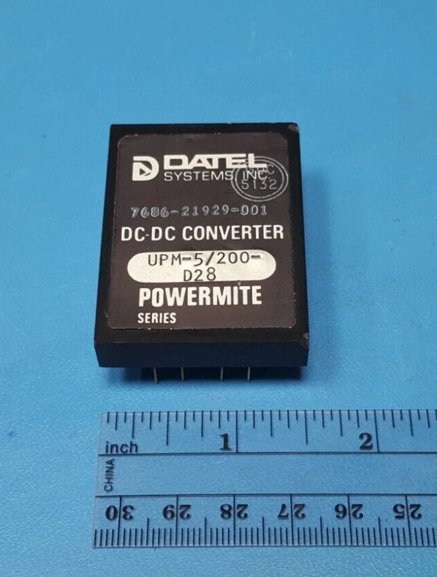 Datel DC-DC converter module marked POWERMITE, UPM-5/200, D28, 5V, 200mA