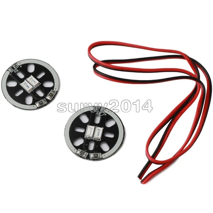 Pair of circular LED motor mount boards with red/black wiring