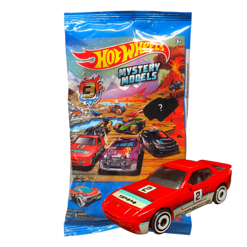 Red die-cast race car toy with white stripes and number 2, in retail package.